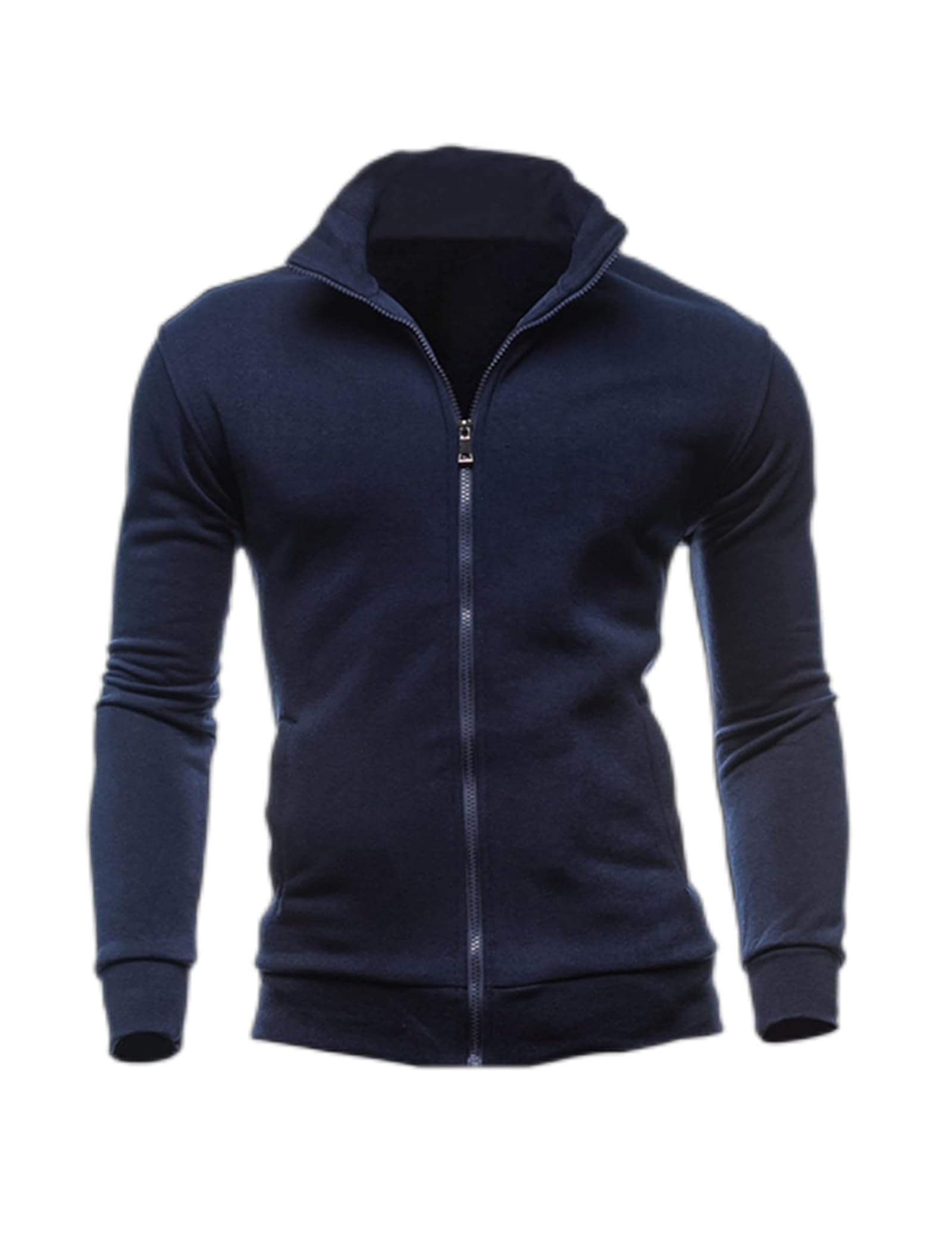 Sweaters for Men Cardigan Sweatshirt Hoodless Zip Up Jacket High Neck Lightweight Sueter Para Hombres-image-38