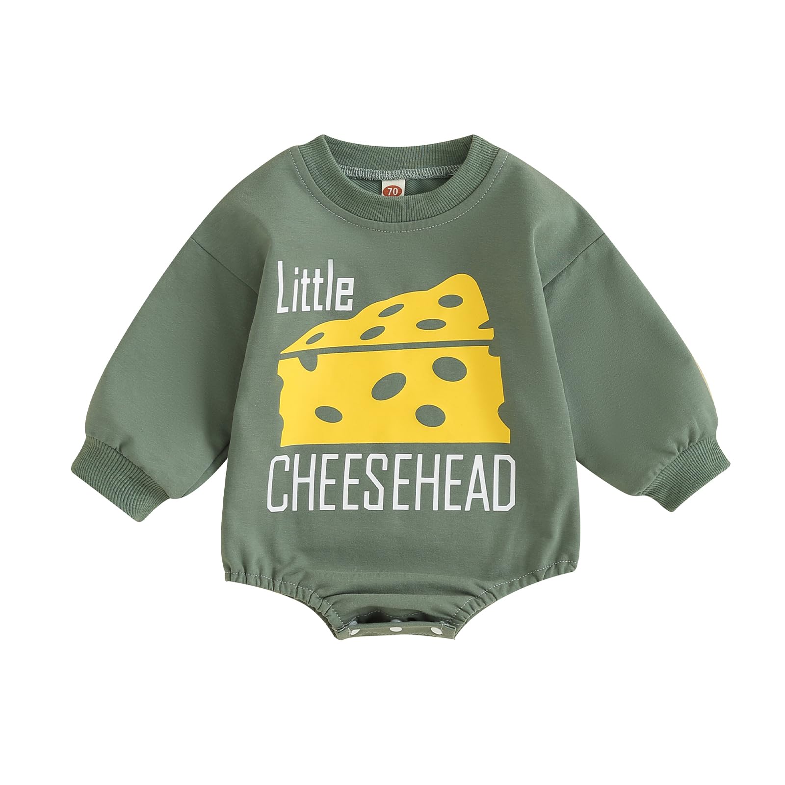 Newborn Baby Boy Girl Football Outfit Game Day Sweatshirt Romper Long Sleeve Pullover Bodysuit Fall Winter Clothes (Green, 0-6 Months)
