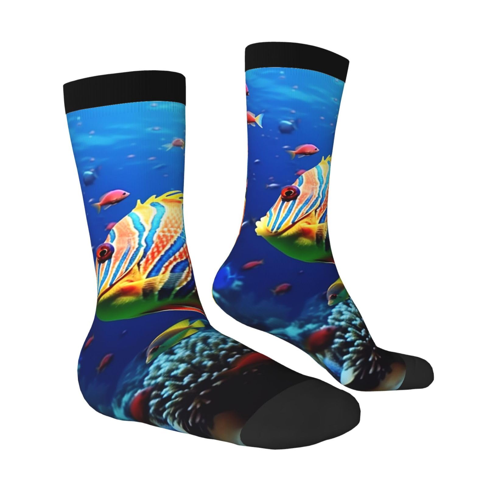 LZQPOEAS Sea Fishes Athletic Socks Unisex Cushioned Crew Socks Hiking Running Calf Sock Soft Above Ankle Sock