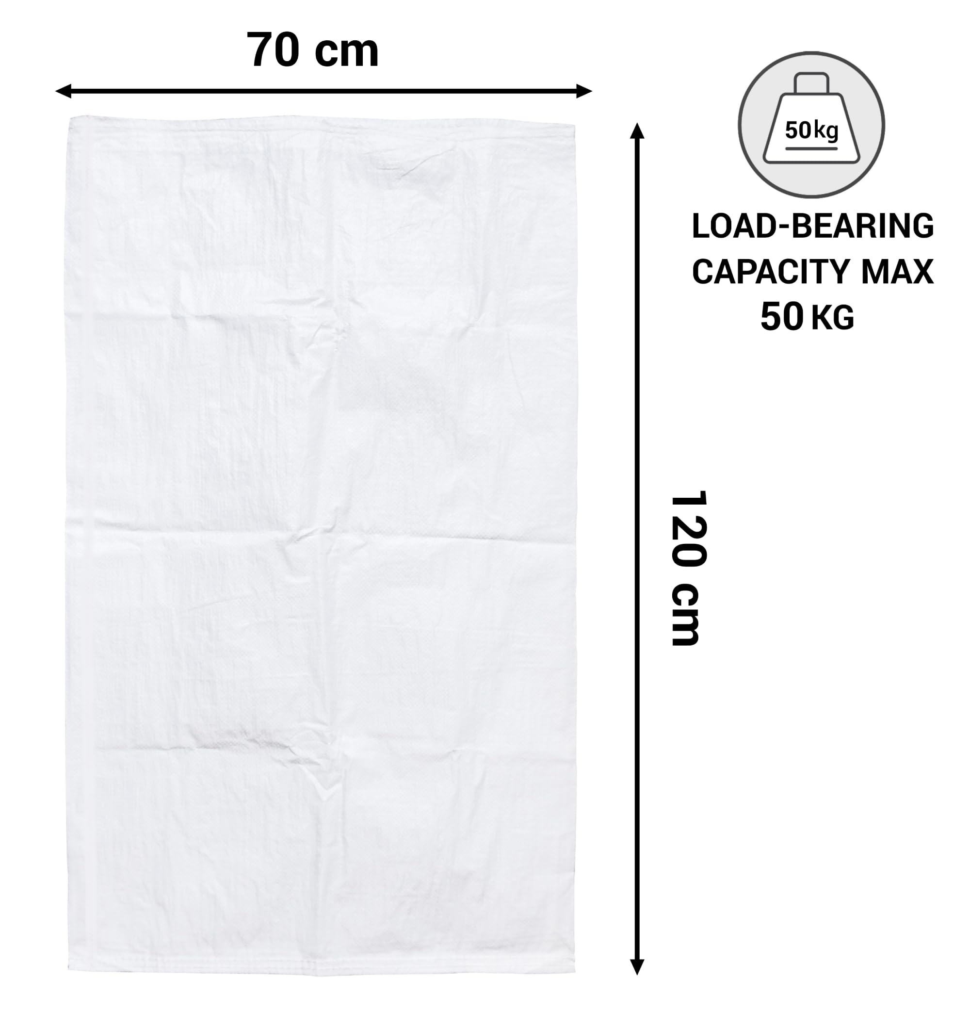 SKIR'CO 20 sacchi bianchi in tessuto PP 70 x 120 cm, sacchetti in polipropilene con fodera in polietilene, sacchi per la costruzione di macerie, sacchi per lo smaltimento dei rifiuti, 20 pezzi