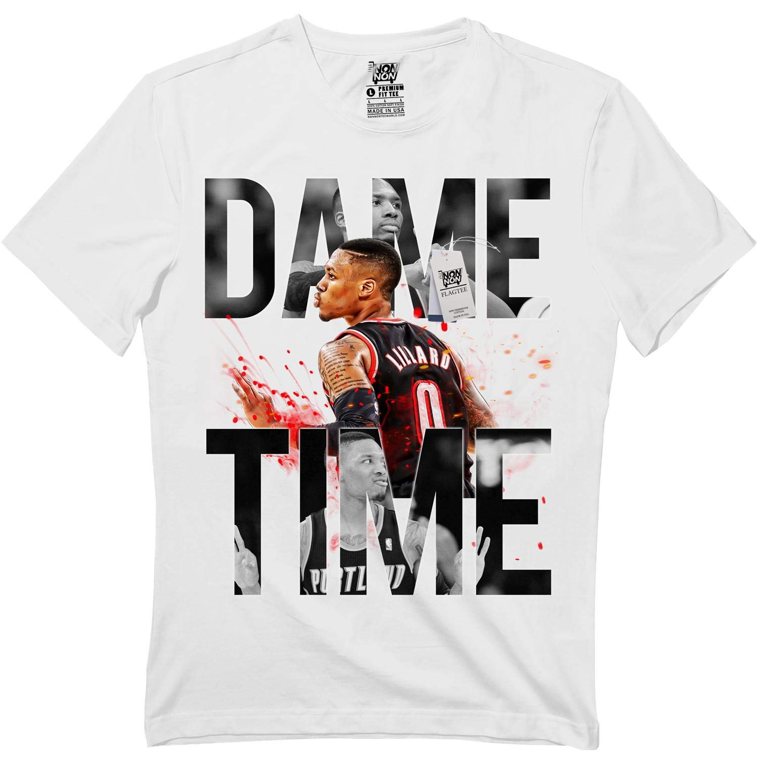 Flagtee Porland-Damian Dame Time Basketball Jersey 0 Lillard T-Shirt