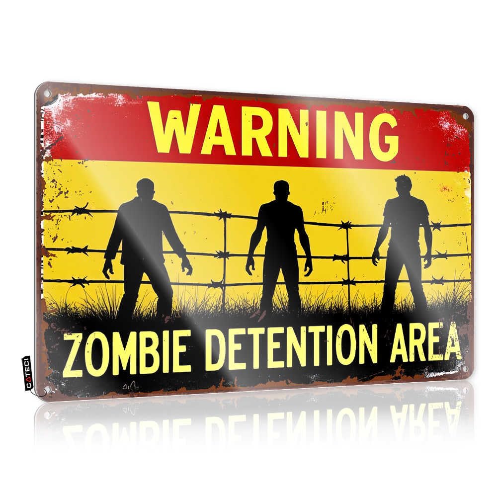 Xingfox Boys As Pic Tin Sign- Room Teenager Zombie Detention Area Warning Tin Metal Bar Wall Decor Metal Tin Sign 8X12 Inchvintage Metal Tin Sign Home Office Decorations