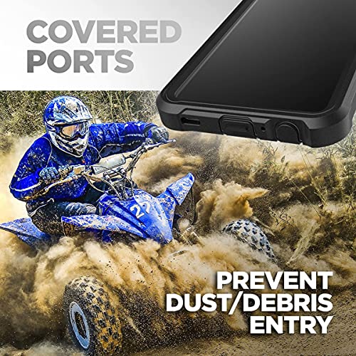 Encased Falcon Armor For Samsung Galaxy A02S Case With Screen Protector, Protective Full Body Built-In Screen Phone Case (Black) #TOP4