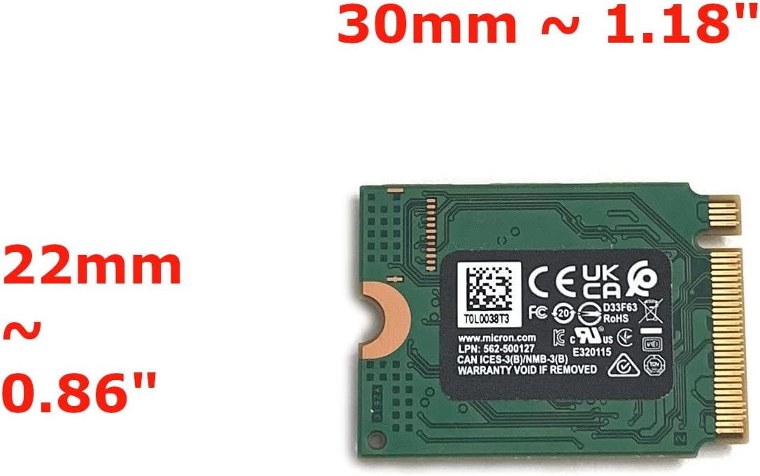 Micron SSD 1TB M.2 2230 30mm NVMe PCIe 4.0 Gen4 x4 MTFDKBK1T0TFK 2450 Series Solid State Drive for PS5 Dell HP Lenovo Laptop Desktop Ultrabook Surface Steam Deck