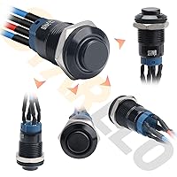 Vista 8 de STARELO 5 piezas Interruptor de botón LED momentáneo de 12 mm con carcasa negra y pre-cableado, interruptor de botón a prueba de agua IP65, 1NO 1