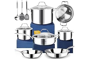 HOMICHEF 3 Ply Stainless Steel Cookware Set