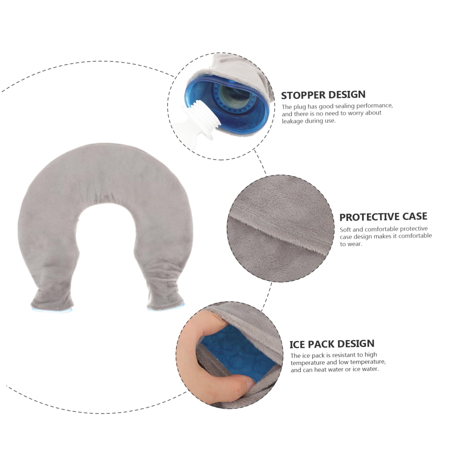 Beavorty Impacco Termico U a Forma di U in Pvc Trasparente per Spalle e Collo, Borsa per Compressa Caldo e Freddo, Facile da Riempire, a Casa e Riabilitazione