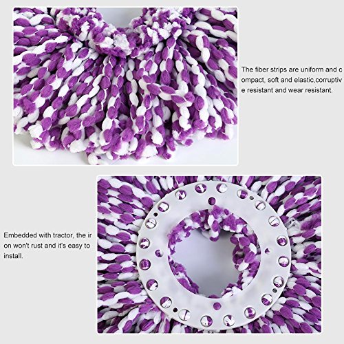 Image of Huhushop Spin Mop Head Refills Microfiber Round Spin Mop Head Replacement for Universal Spin Mop System Perfect for Home Commercial Use (Purple+White)