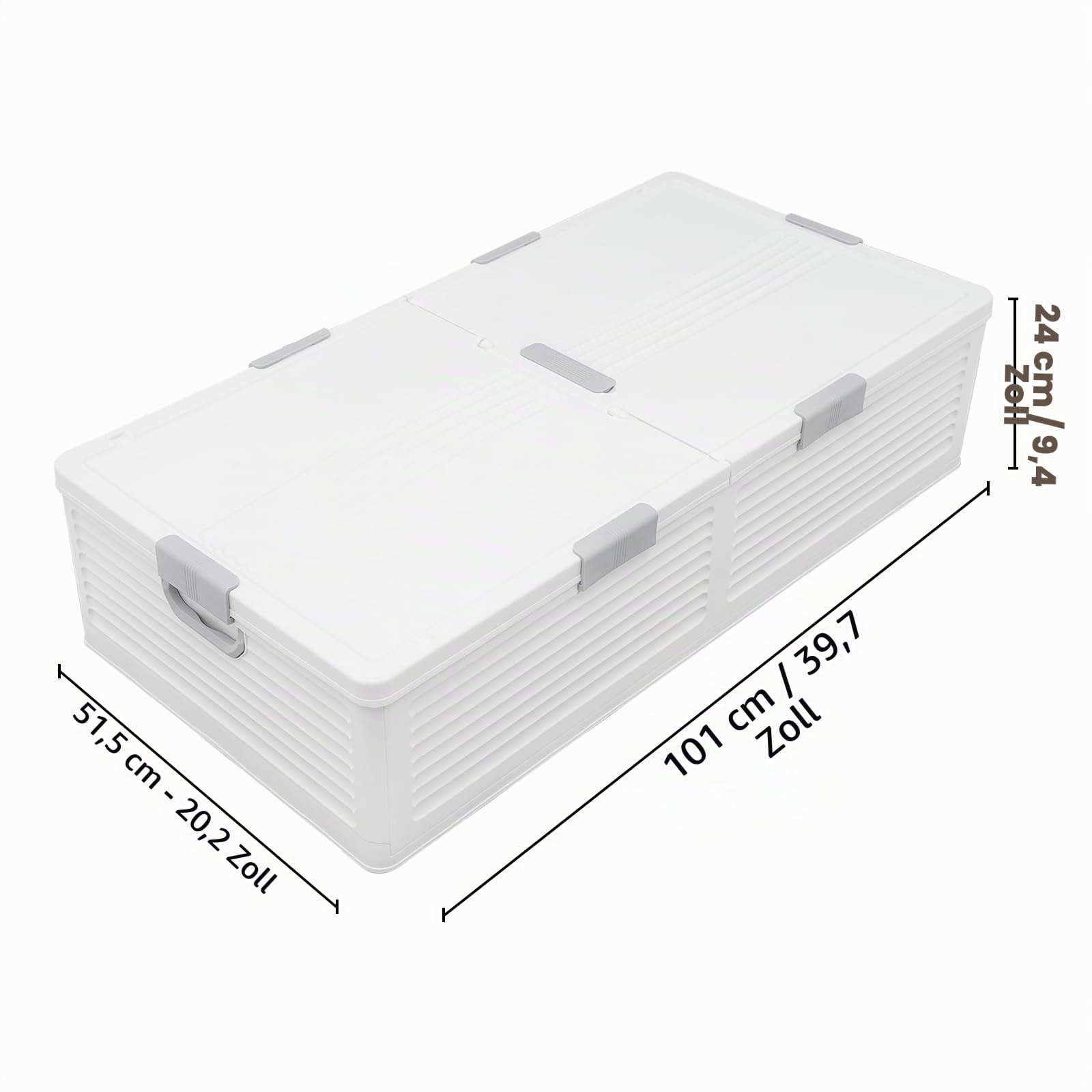 Unterbettkommode mit Rollen Design Stapelbox LagerbehäLter Kunststoffbox Betten Box Unterbett Aufbewahrungsbox mit Deckel Flach Weiß