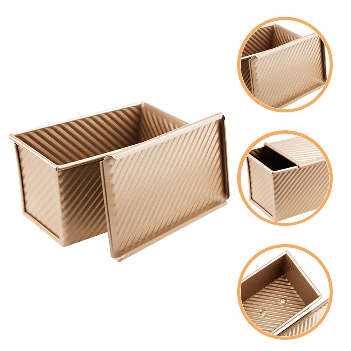 Alipis 2 Stück Toastbackform mit Deckel, 450g, Kohlenstoffstahl, Gold | Antihaft Beschichtung, Wiederverwendbar und Leicht zu Reinigen, für Küche und Heimbacken