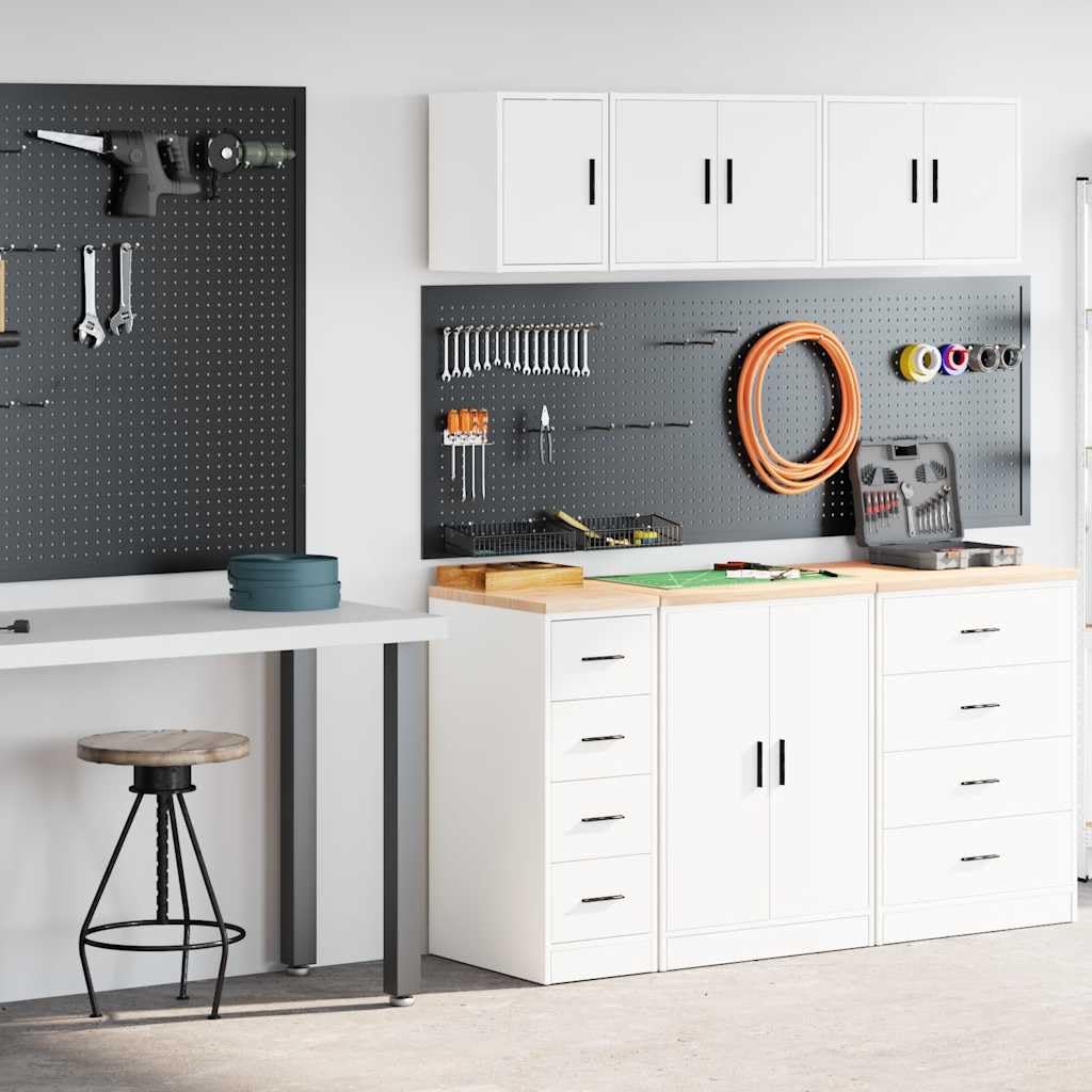 Generisch Garagenschränke 2 STK. Weiß Holzwerkstoff,Wirtschaft Industrie,Gewerbliche Lagerung,Industrieschränke-3328314