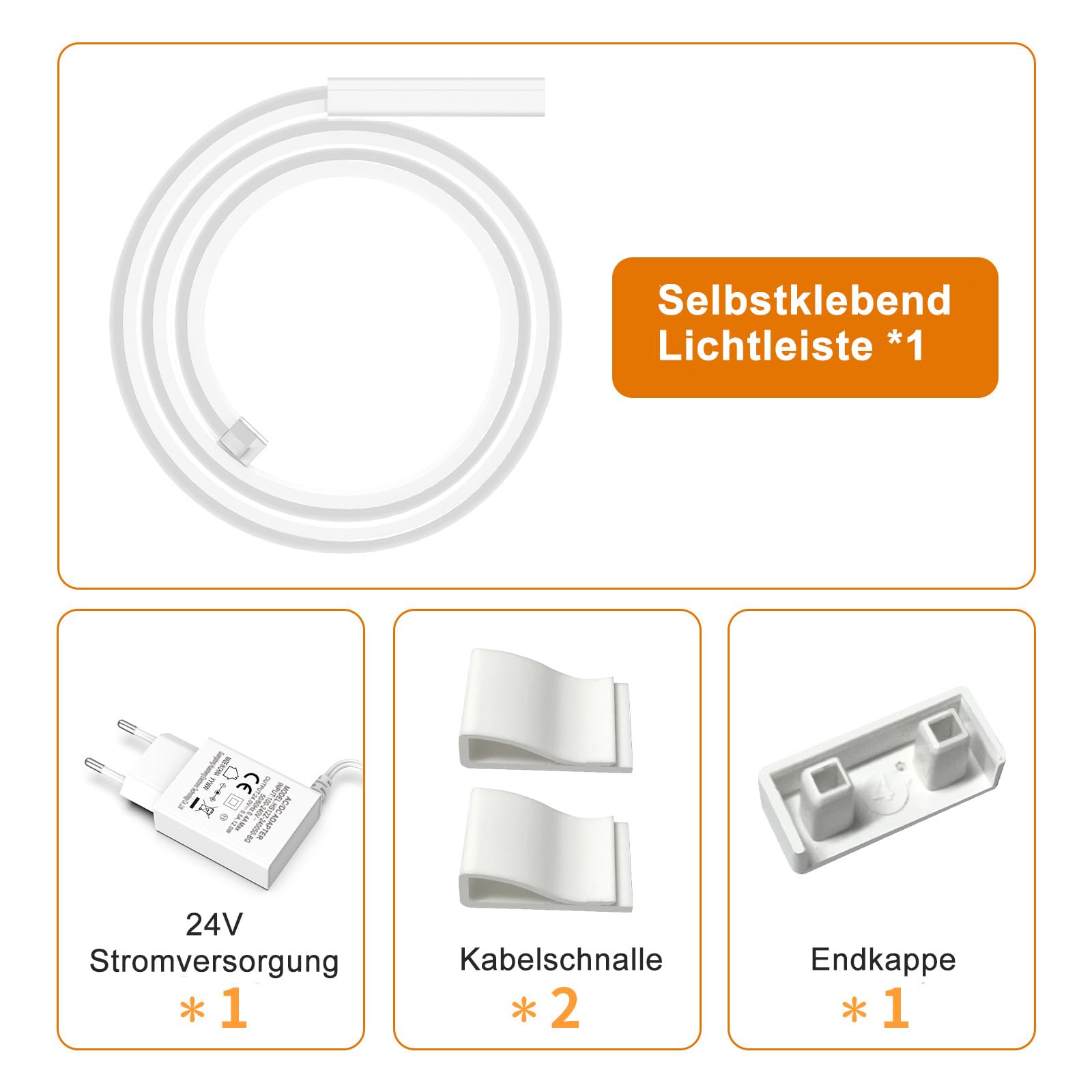SIBI LIGHTING LED Unterbauleuchte 1M, Dimmbar Led Lichtleiste Küche Selbstklebend, Flexibel Silikon LED Strip Streifen inkl. 24V Netzteil für Küche, Büro, Schlafzimmer, Wohnzimmer