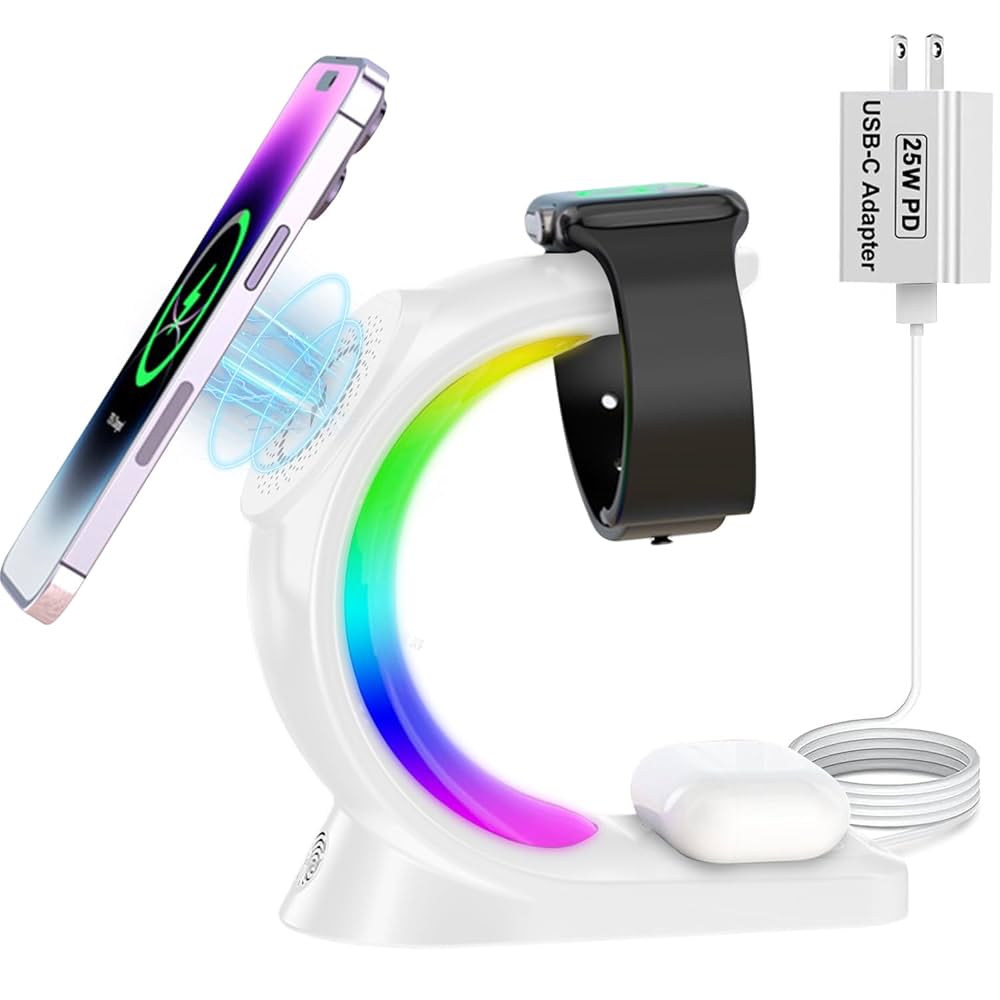 スマホアクセサリー 3-in-1 Wireless Charging Stand Amazon.com: Wireless Charger 3 in 1, Foldable Wireless