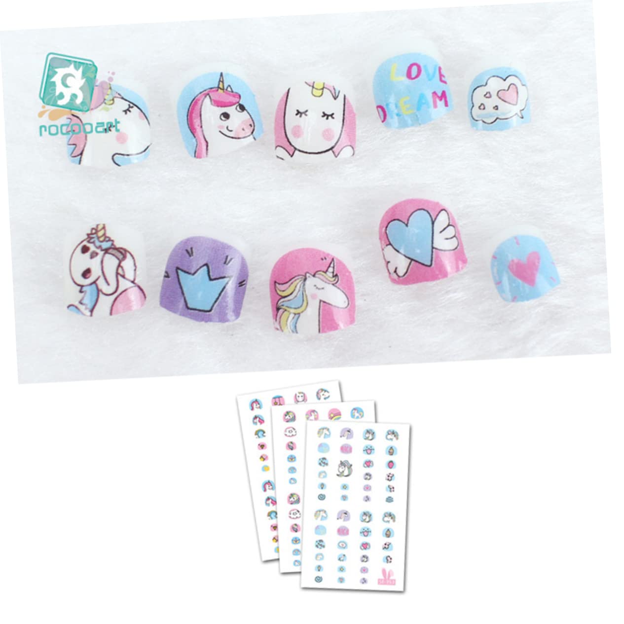 FRCOLOR 30fogli Adesivi Per Unghie Tema Unicorno Adesivi Cartoon Autoadesivi Per Nail Art Per Ragazzo Ragazza Motivi Casual