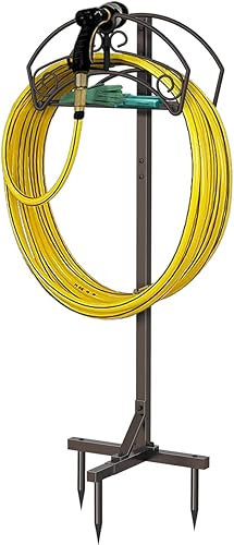 Coonoor Soporte para manguera de jardín, estante de manguera desmontable y resistente, colgador de manguera de agua para exteriores independientes,