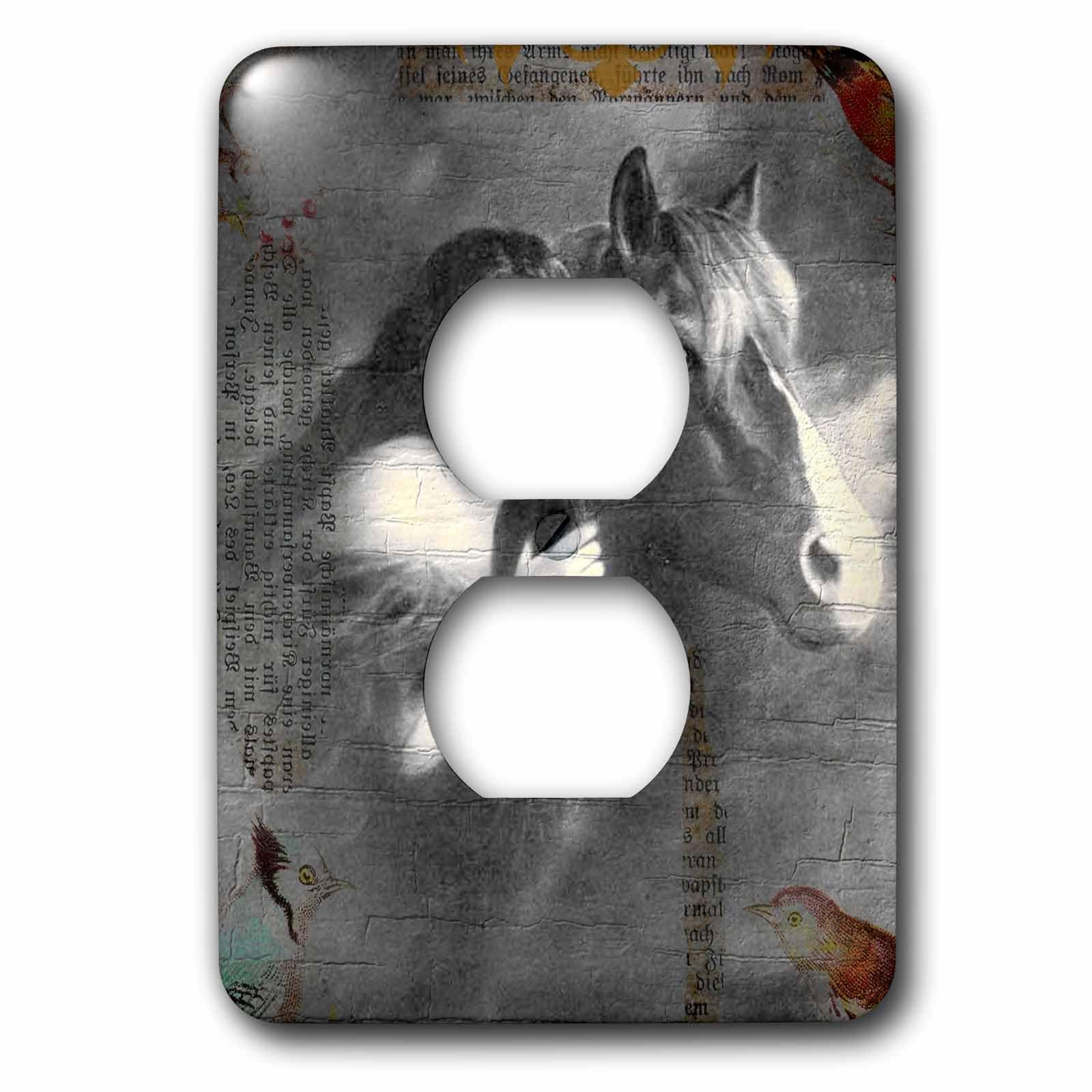 Cache-prise 2 prises 3dRose LSP_6409_6 Vintage Lady Horse déco murale