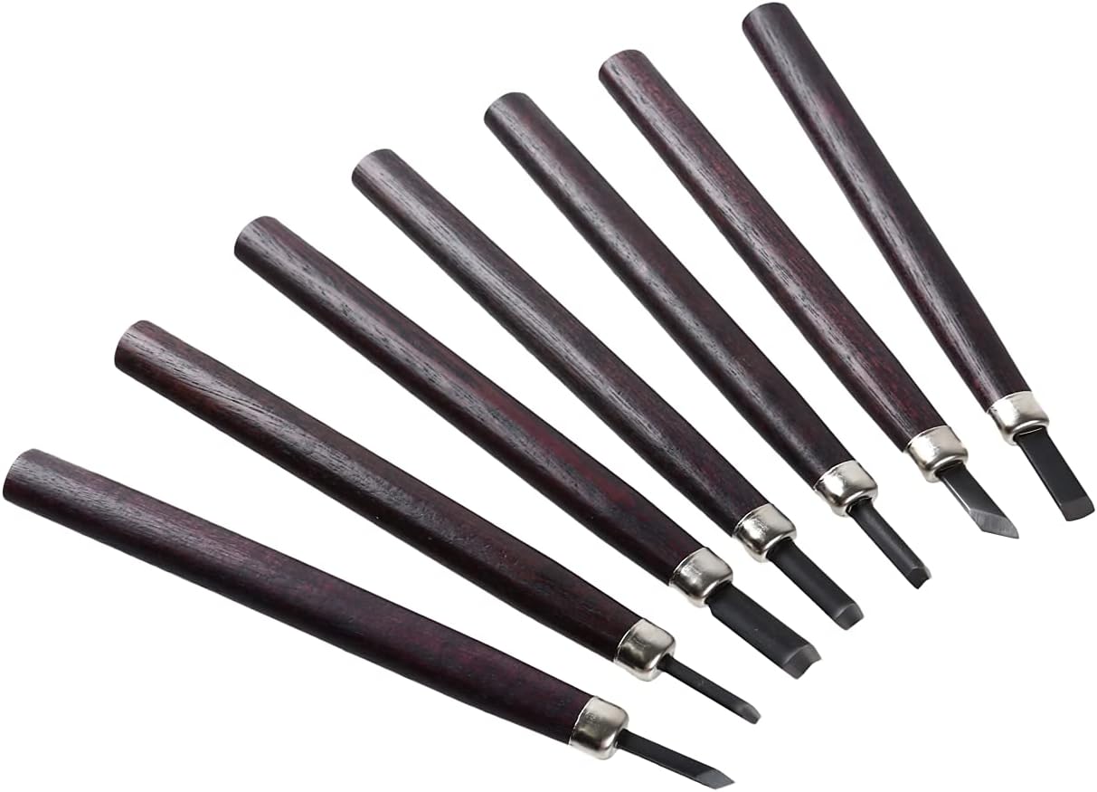 Shoto. Made in Japan. ７pc.Wood Knife Kit, Wood Carving Tools and Case, Hand Carving Tool Set for DIY, Chisels, Gouges, Scrapers, V Parting, Relief Tools for Wood Blocks, Basswood, Softwoods (7) : Arts, Crafts & Sewing