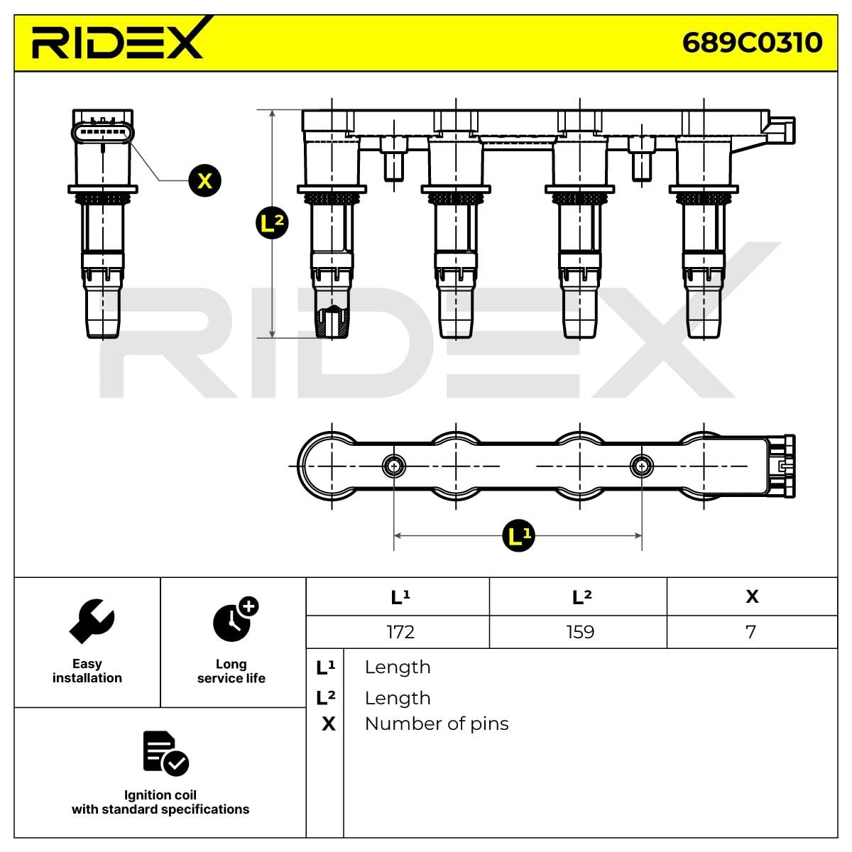 RIDEX 689C0310 Bobina d'accensione