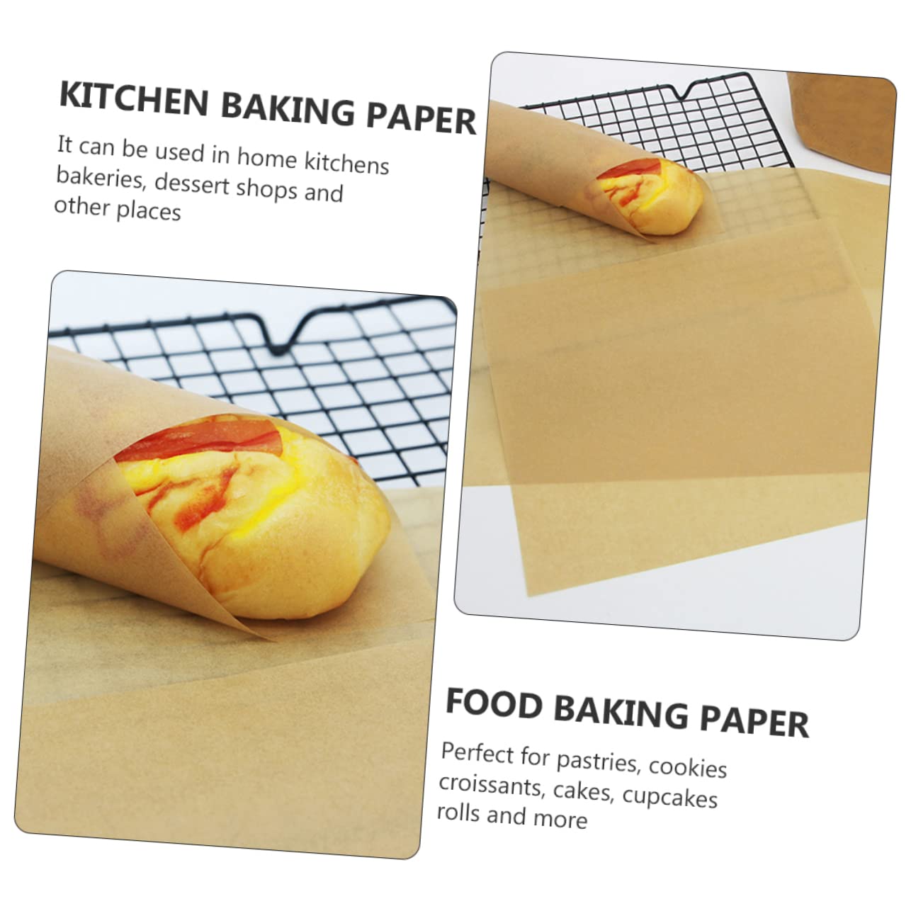 LABRIMP 100pièces Papier De Cuisson Antiadhésif Papier Kraft Parfait Pour Pâtisserie Gril Résistant Chaleur Et Pratique Pour Cuisine
