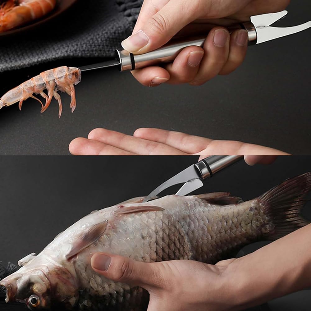 Shrimp Line Knife,Pelador de Gambas y Langostinos,5 In 1 Multifunctional Shrimp Like Fish Maw Knife,Cuchillos Multiusos Línea Camarones,Herramienta de Cocina Esencial