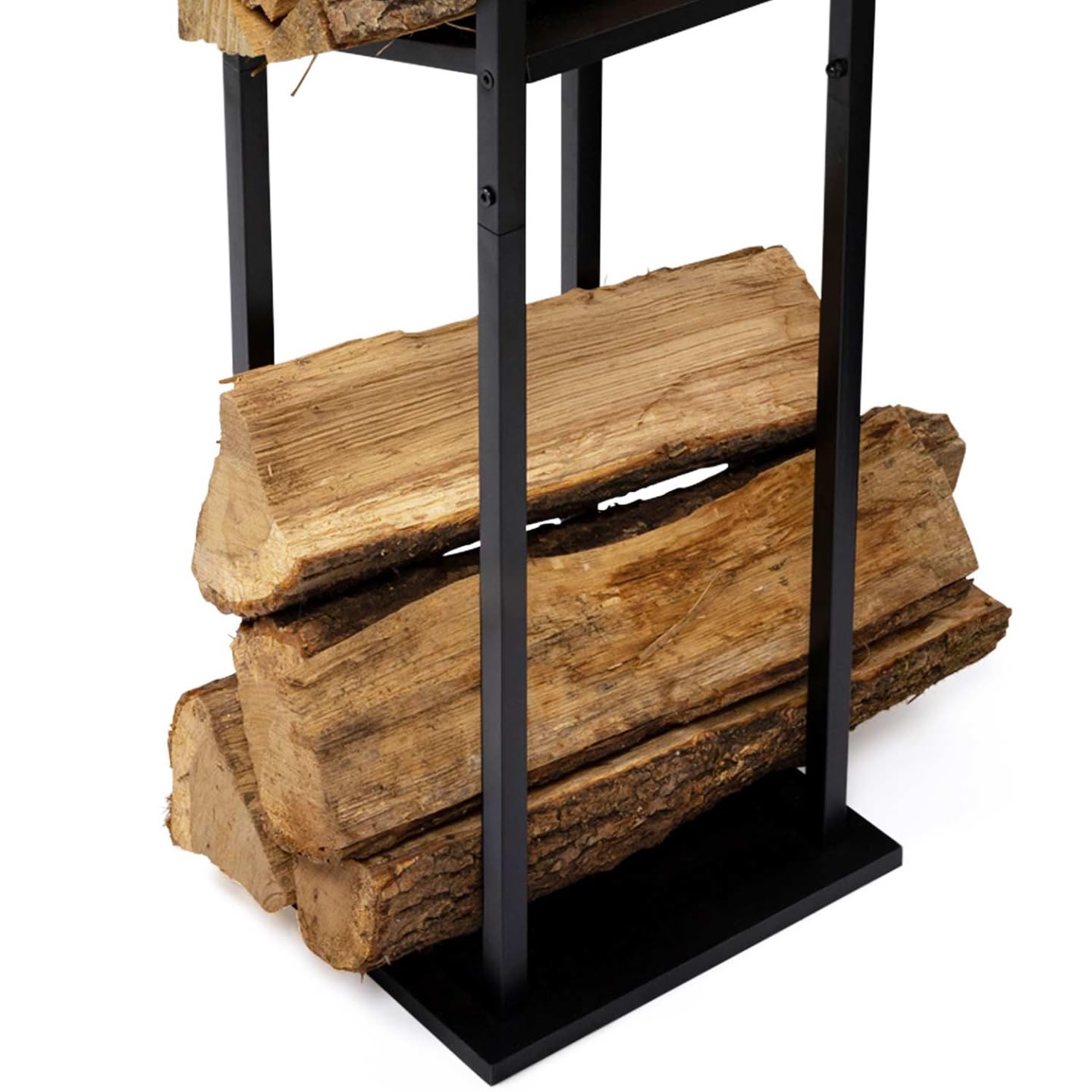 IDMarket - Range bûches Vertical Acier Noir avec 2 étagères H.112 CM pour cheminée