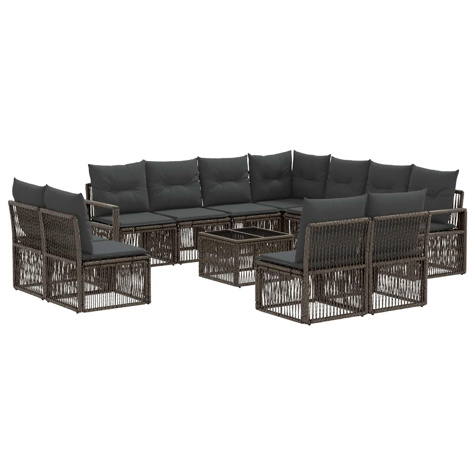 Conjunto de sofás de jardín 12 uds. Gris ratán sintético, Conjuntos de jardín, 91.282 kg-3435749