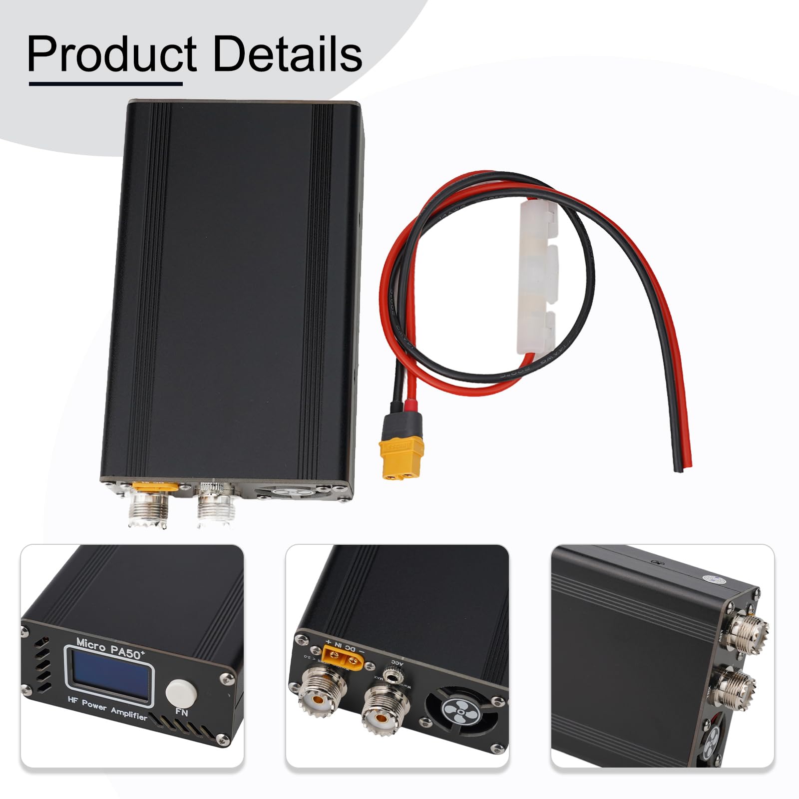PA50+ (PA50 Plus) Stehwellenverhältnis Tisch 50W 3,5-28,5MHz HF-Leistung Tiefpassfilter mit 1,3 Zoll für OLED-Bildschirm Display