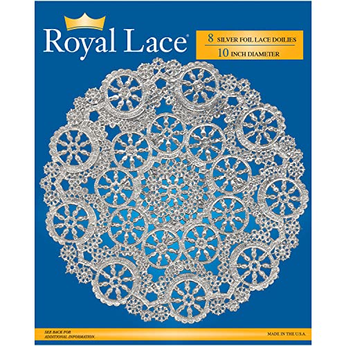 Royal Lace Fine Quality Paper Products, Medallion Lace Round Paper Doilies, 10-Inch, Silver, Pack Of 8 #TOP2