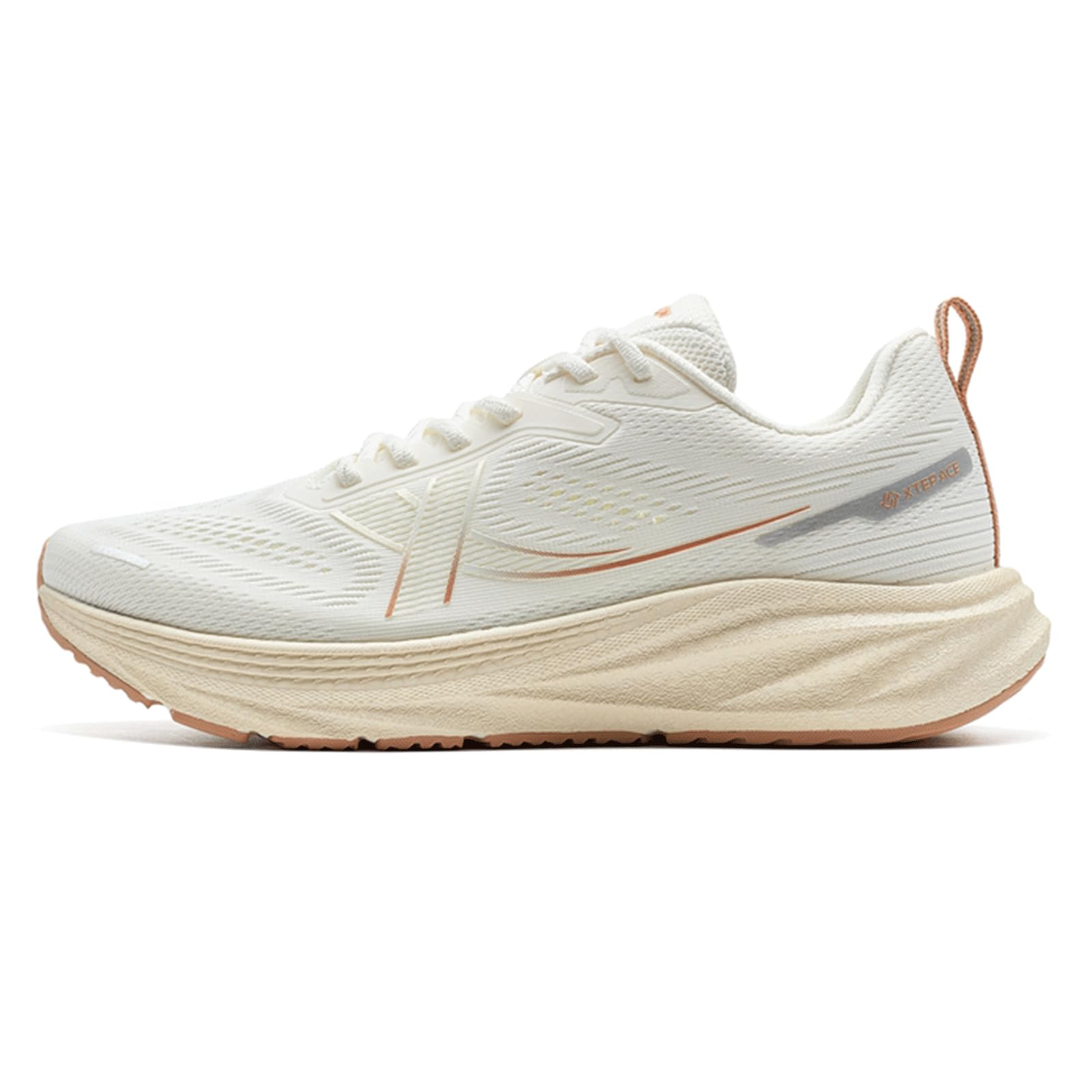 XTEP Damen Laufschuhe Weit, Dämpfung Joggingschuhe, Atmungsaktive Runningschuhe für Breite Füße, Leichte Sportschuhe mit Breite Passform, Weiß-Rosa, Gr.36-40