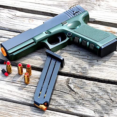 Toy Gun With Soft Bullets, Shell Ejecting Foam Bullet Blaster Toy Pistol Model, Non-Aggressive Shooting Game Educational Toys Gifts For Kids Boys Girls Adults Ages 14+ (Green) #TOP4