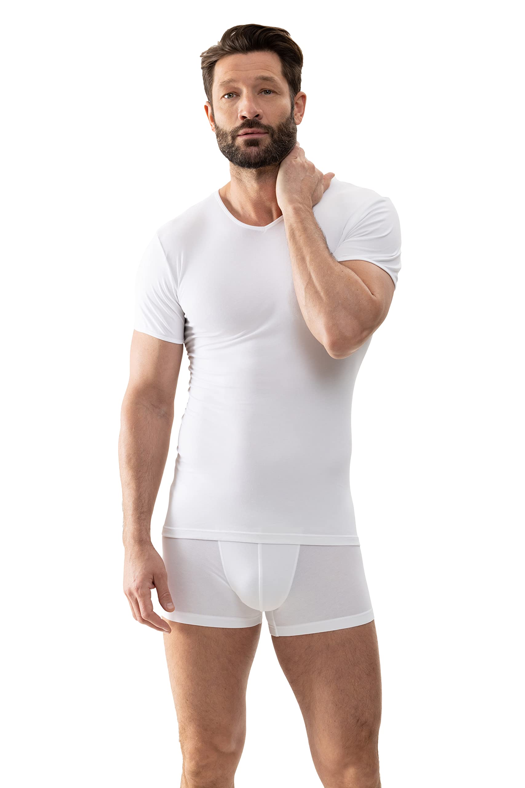 Mey Unterziehshirt Herren – Serie Software Uni Modal-Mix, V-Neck, Kurzarm, Feinripp, ohne Seitennähte
