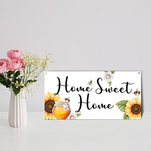Miniatura 3 de Letrero de girasol de miel de abeja, placa de madera para decoración de pared con cuerda, decoración de puerta de oficina en casa, porche, sala de