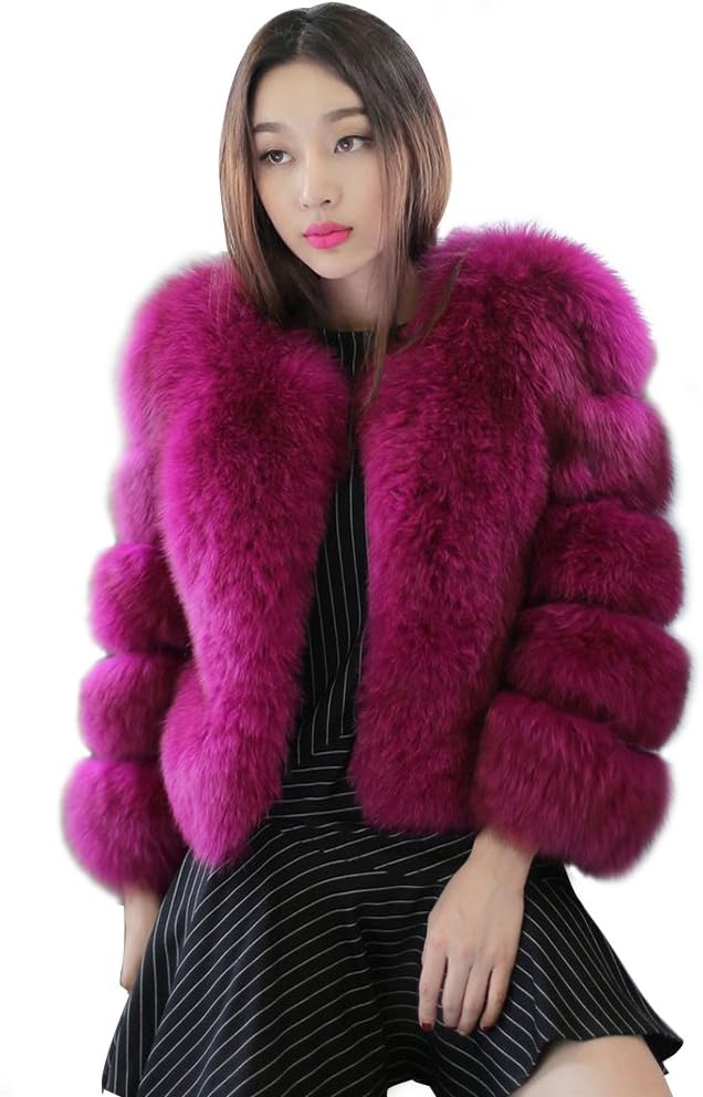 Fhillinuo Faux Fur Patch Work Coat Jacket For Women
