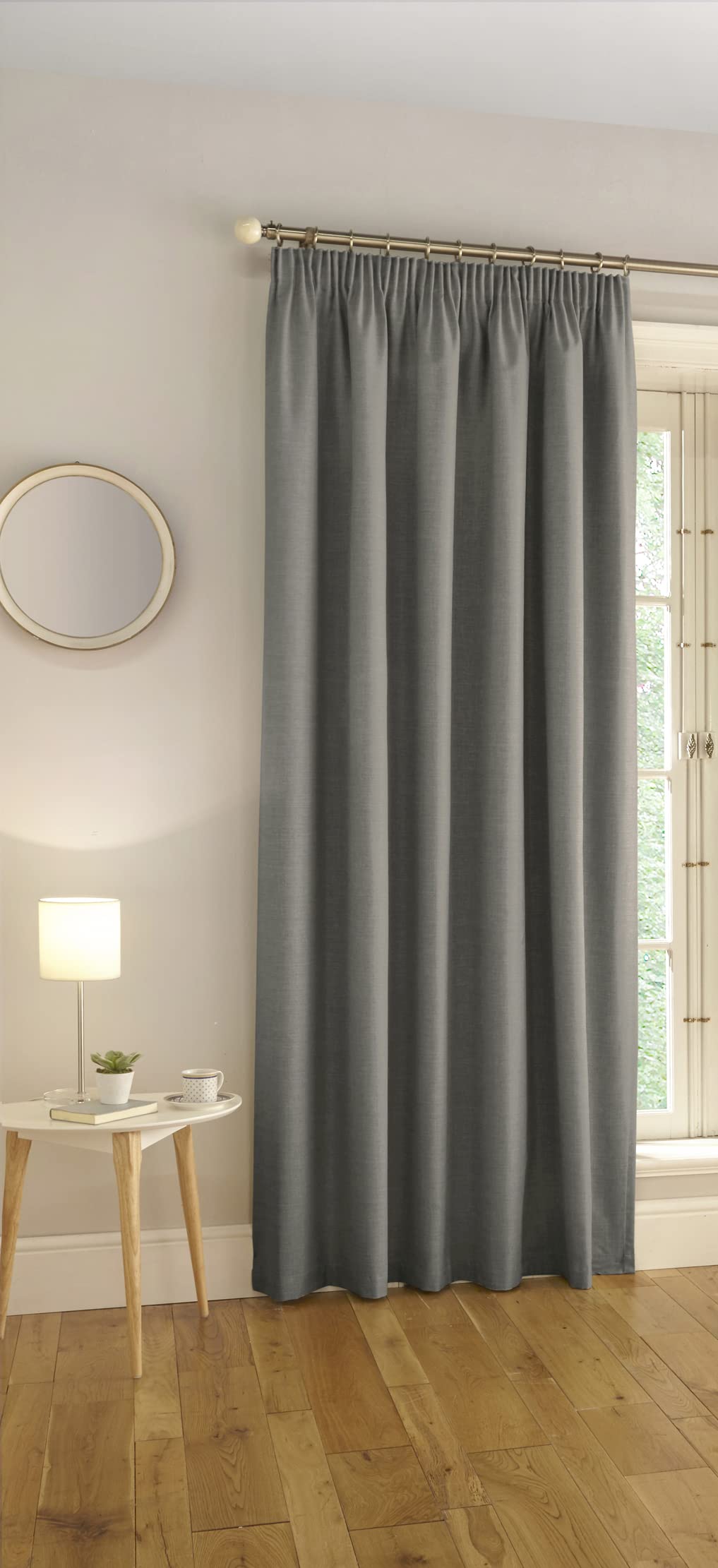 Enhanced Living Harvard Grey Thermal Insulated 100% Blackout Tape Top Door Curtain (168 x 214cm)