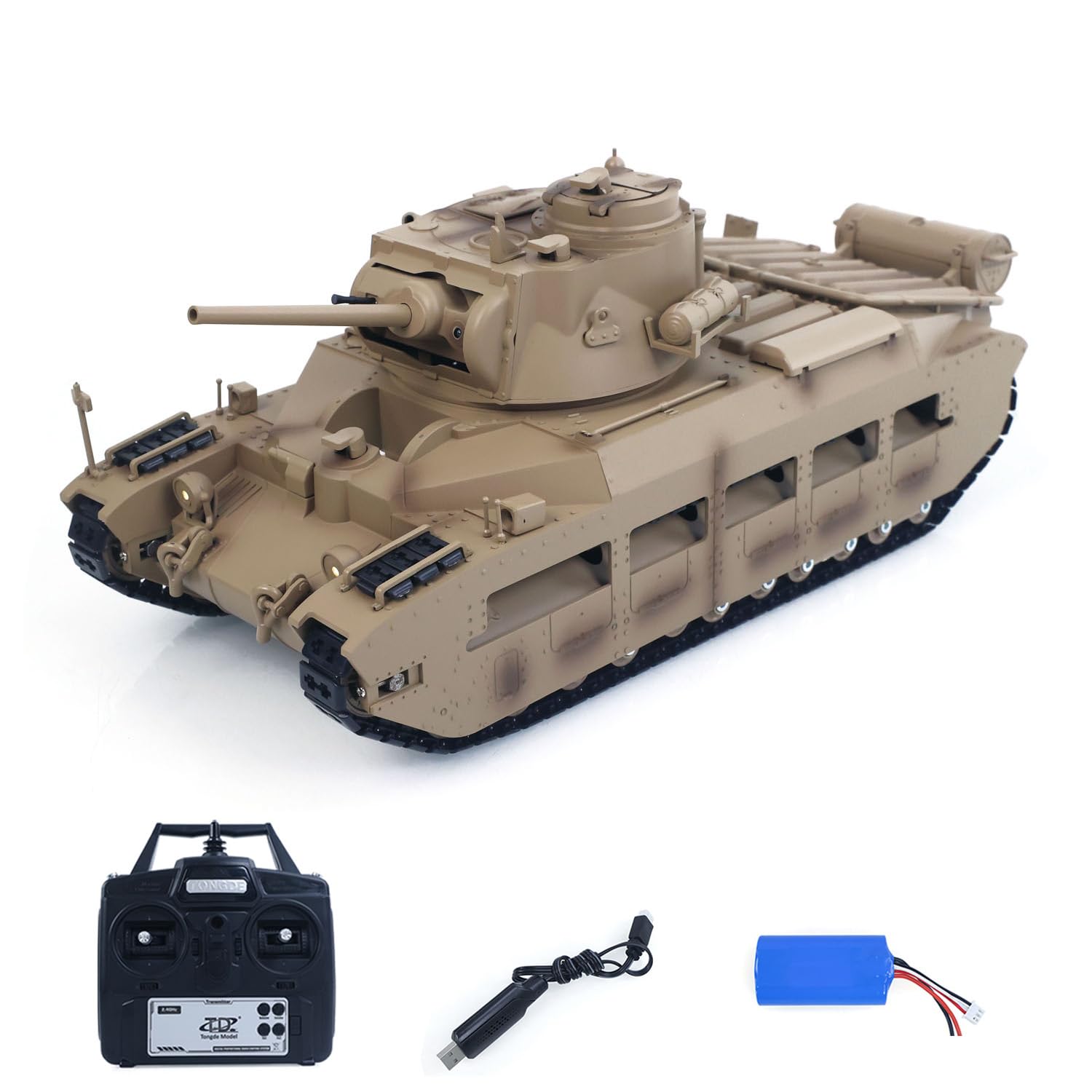 TOUCAN RC HOBBY Tongde 1/16 Telecomando Militare Serbatoio Matilda III IV Torretta Rotazione 320 Gradi Luci IR Suoni RC Modello Elettrico Fumo Unità