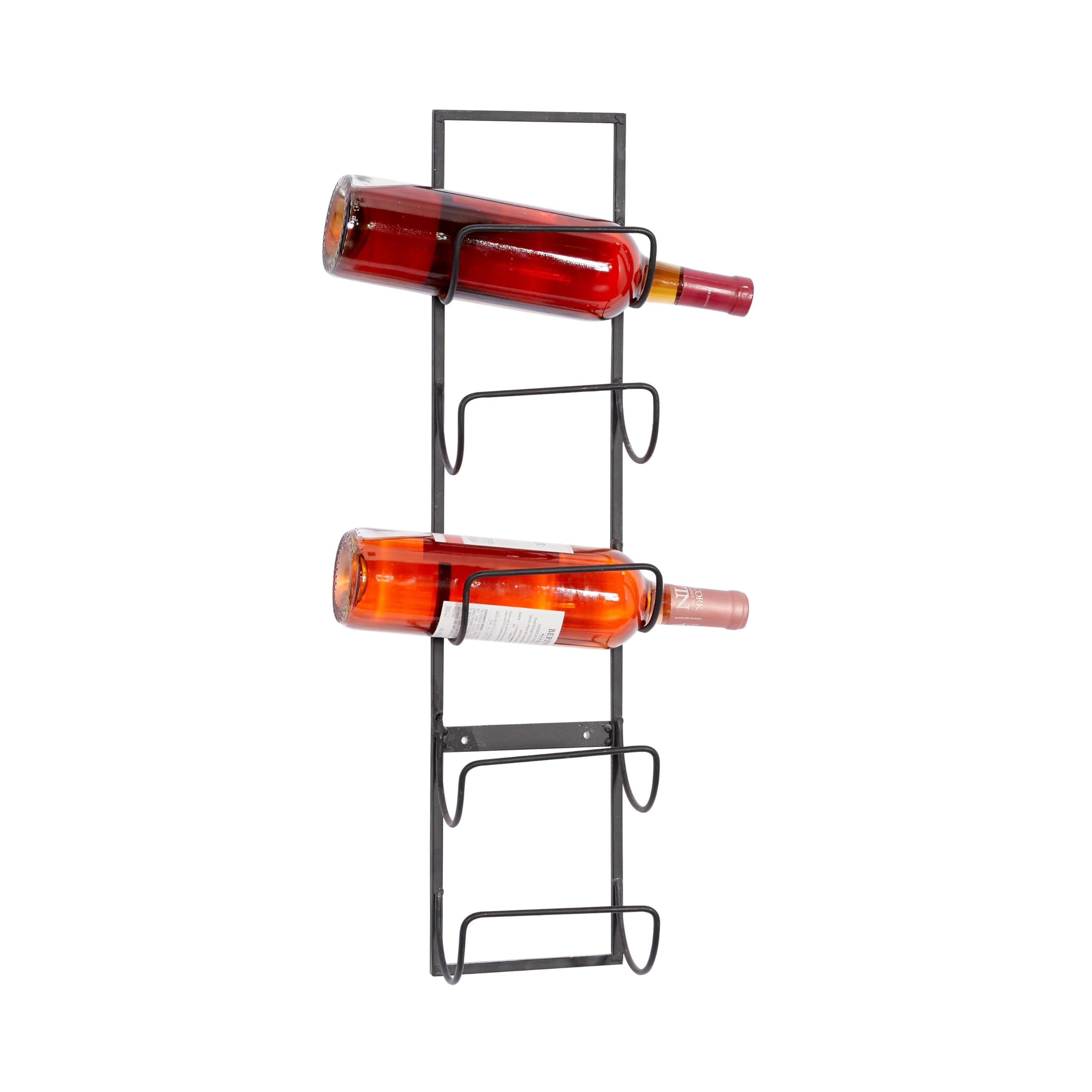 Deco 79 Metal 5 Bottle Wall Wine Rack, 6" x 5" x 25", Black