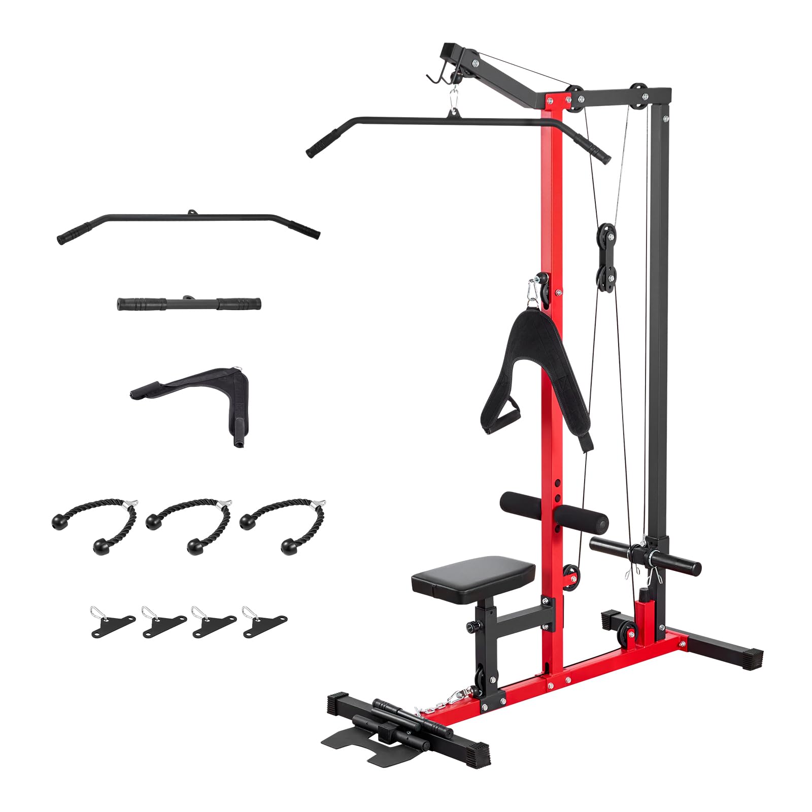 VEVOR Machine à tirer vers le bas, machine à câbles 3 en 1, machine à câble, salle de sport à domicile avec siège réglable à 3 niveaux, rouleau en mousse réglable à 4 niveaux, charge de 400/226,8 kg