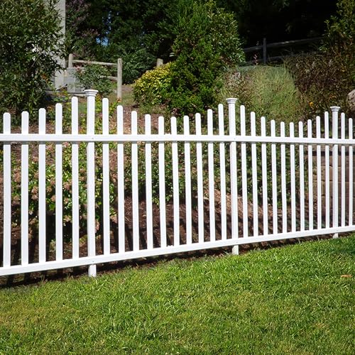 3.5ft H x 7.6ft W (2 Panels) No Dig Zippity Manchester Fence Kit, White Vinyl Picket Panels, Durable Temporary Outdoor Barrier for Backyard, Patio, or Garden, ZP19018 by Zippity Outdoor Products - Used condition - US$46.95