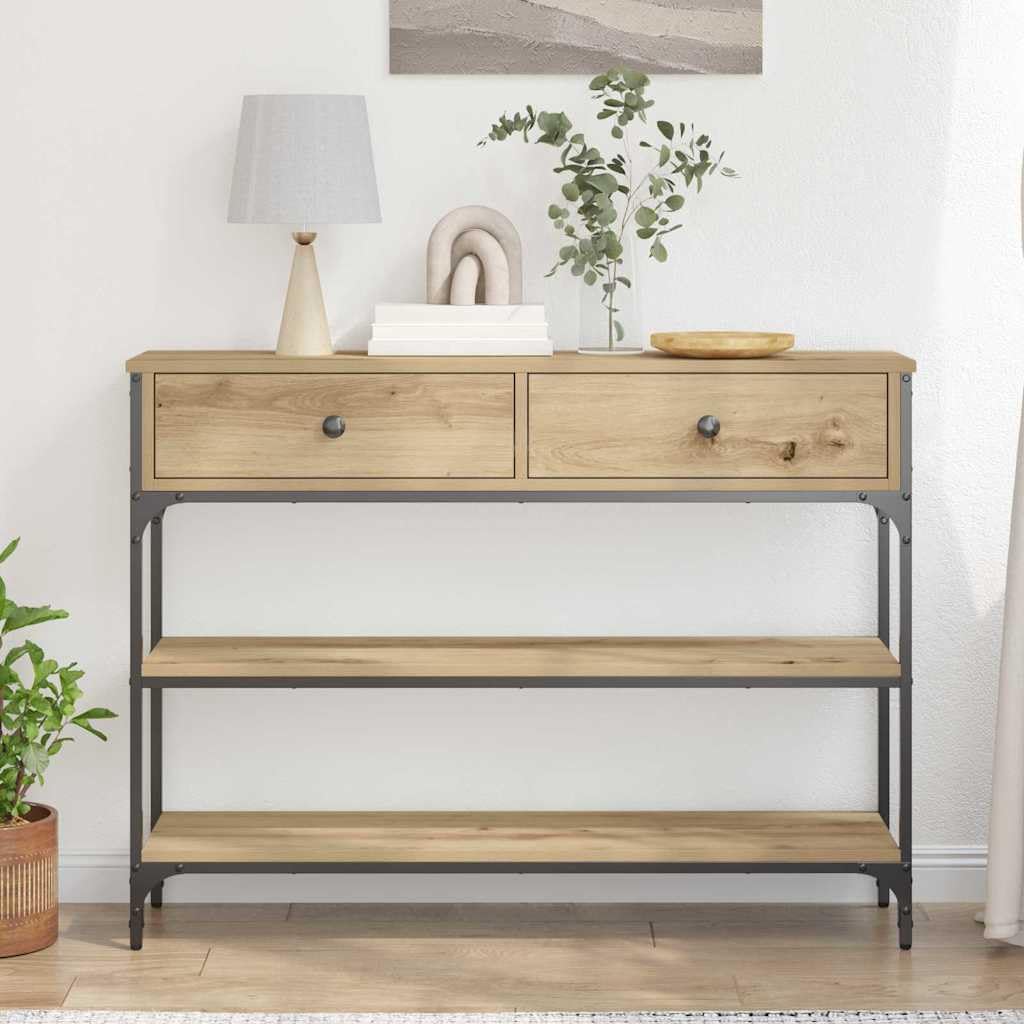Table Console Industrielle en Bois d'Ingénierie et Acier 100 x 25 x 75 cm