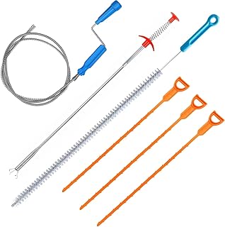 6 in 1 Sink Snake Sewer Dredging Tool, 150CM Drain Auger Sewer Toilet Dredge, 60CM Sink Dredge Drain Clog Remover Paw, 70C...