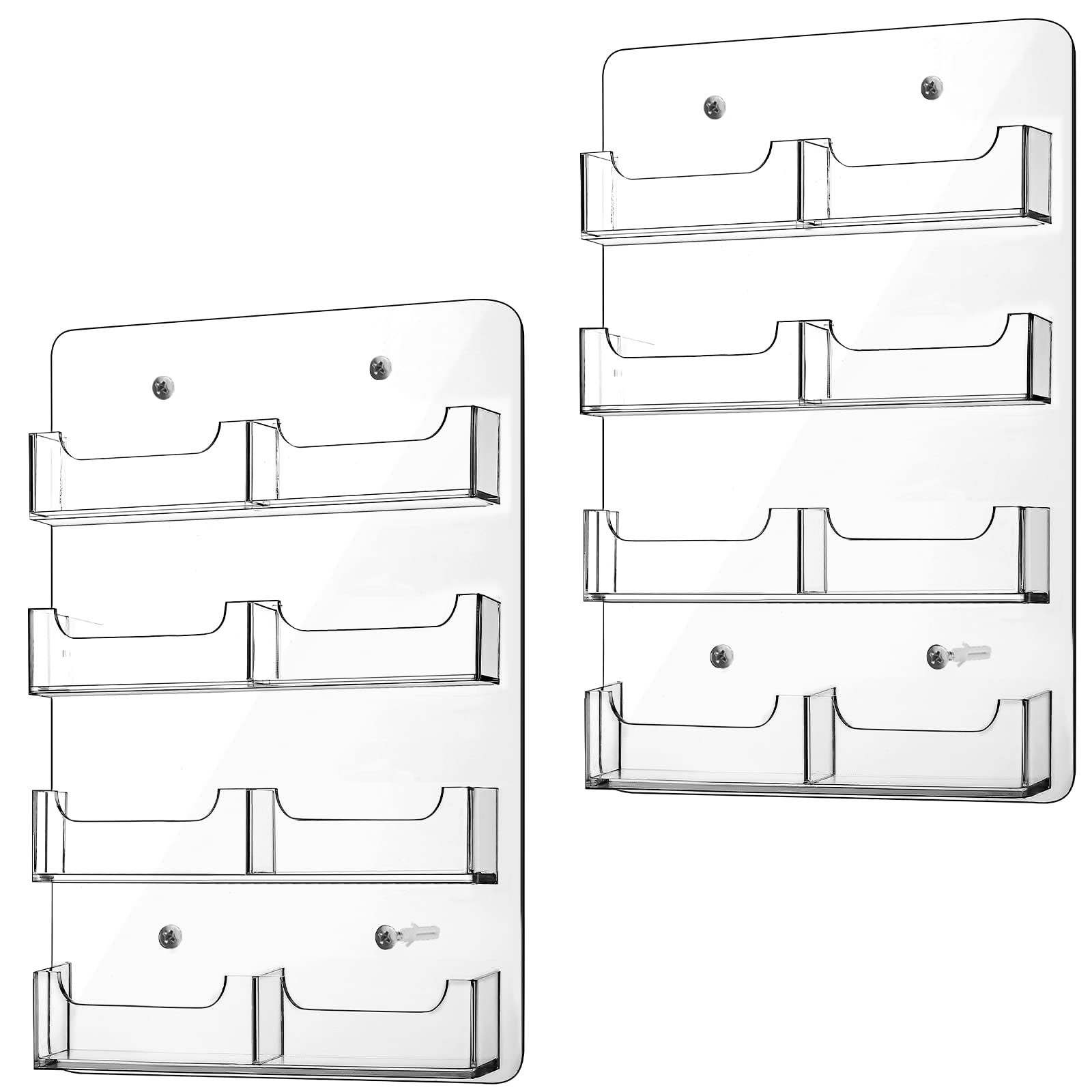 Lincia 2 Pieces Acrylic Business Card Holder Wall Mount Clear Sticker Display Rack Multiple Clear Acrylic Card Organizer Sticker Display Stand Pre Drilled Index Storage
