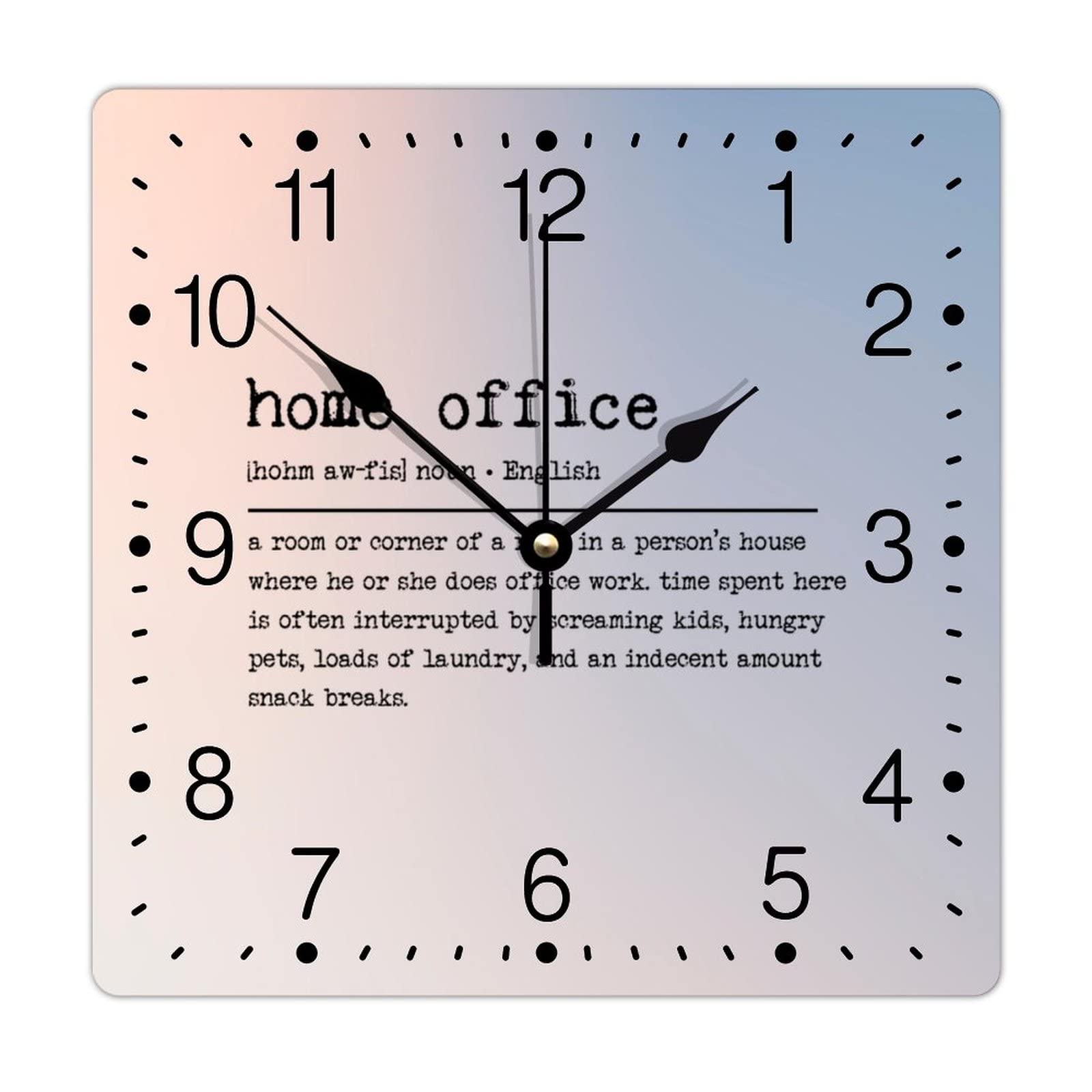 Zyadsinoudor PVC Wall Clock Home Office Definition Hanging Wall Clock Inspiration Sayings Words with Definition 10in Square Silent Non-Ticking Unique Frameless Clocks for Living Room Office Home