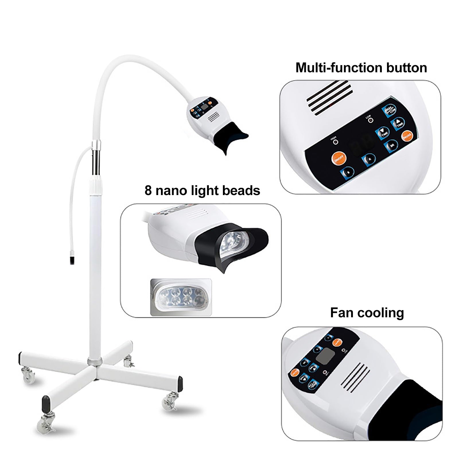 Lampada Sbiancante per Denti a 3 Colori con Luce LED, Lampada Sbiancante Mobile per Denti