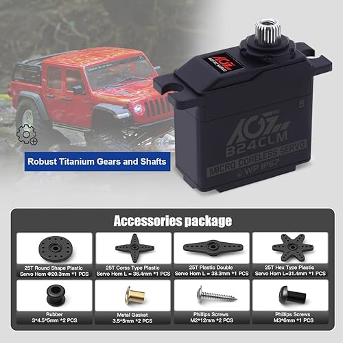 Vista 6 de AGFRC Mini servo-motor de dirección RC impermeable de 13.2 lbs - 0.085 segundos de alta velocidad HV Titanium Gear Servo digital sin núcleo