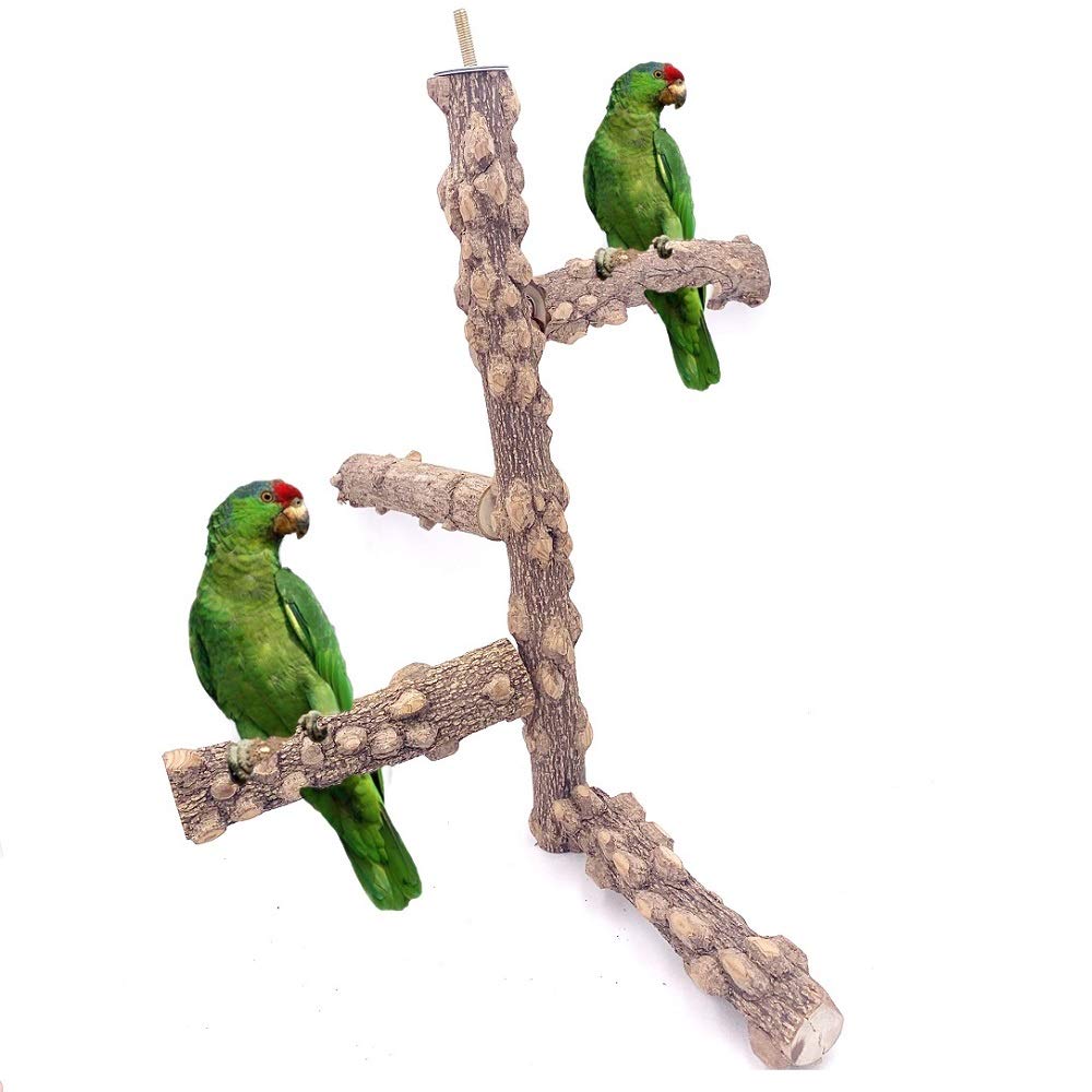 Bird Perch Natura Wood Stand Toy Branch for 3-4pcs Small Medium Parrots Cages Toy M