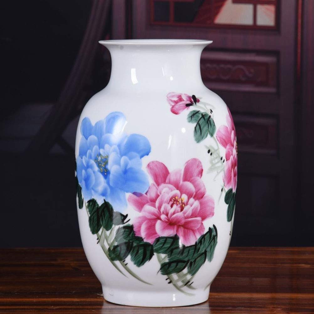 Vase chinois en céramique motif pivoine grand format pour décoration fleurs