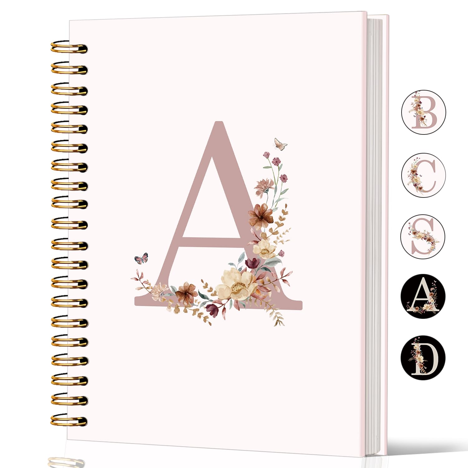 Lacama Diario con monogramma G rosa, taccuino a spirale personalizzato con fiore di campo estetico, regali con monogramma personalizzato, regali di compleanno per donne, materiale scolastico,