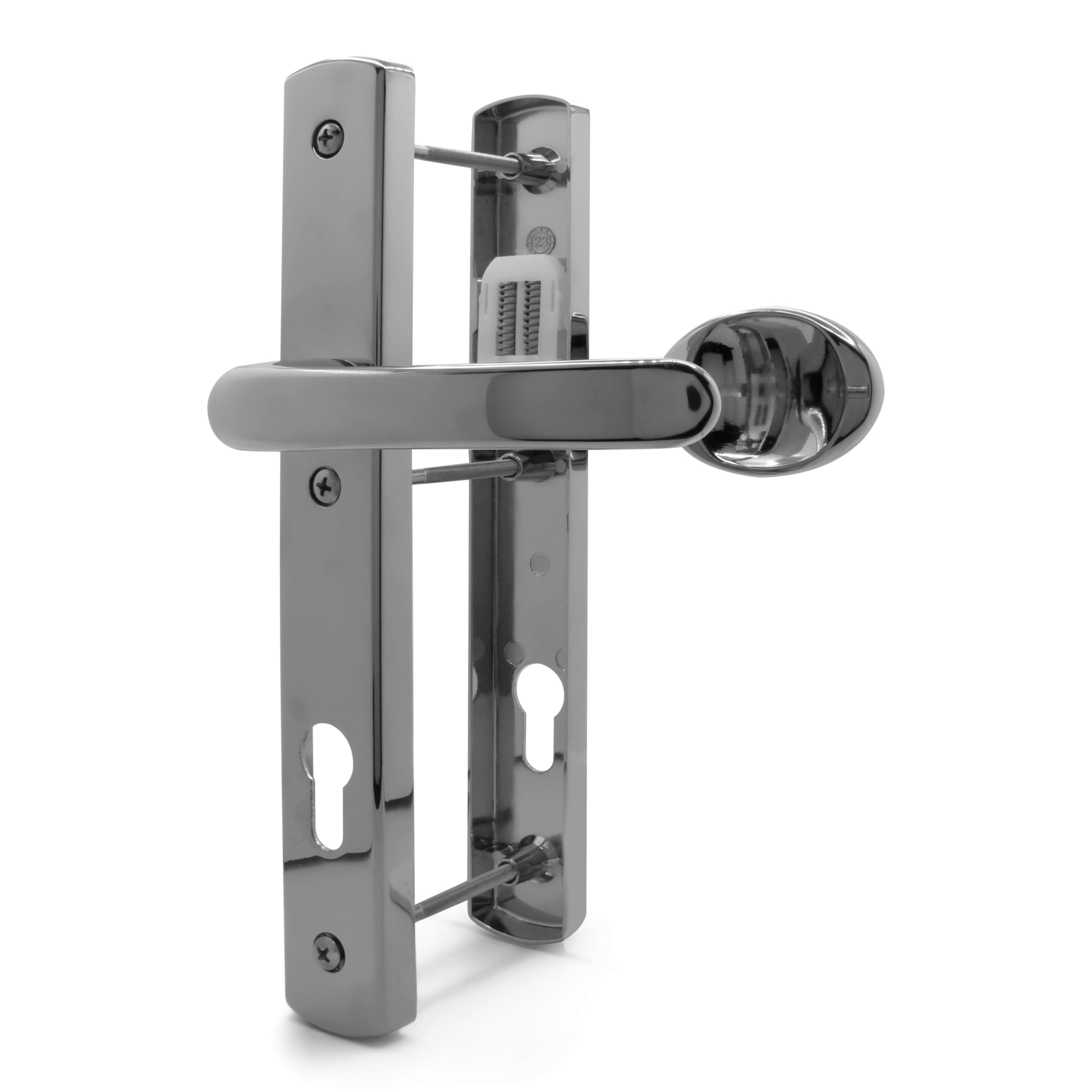 TSS White UPVC Door Handle Pair Set, Lever Moveable Pad 92mm PZ (Centres), Sprung, Lever Lever