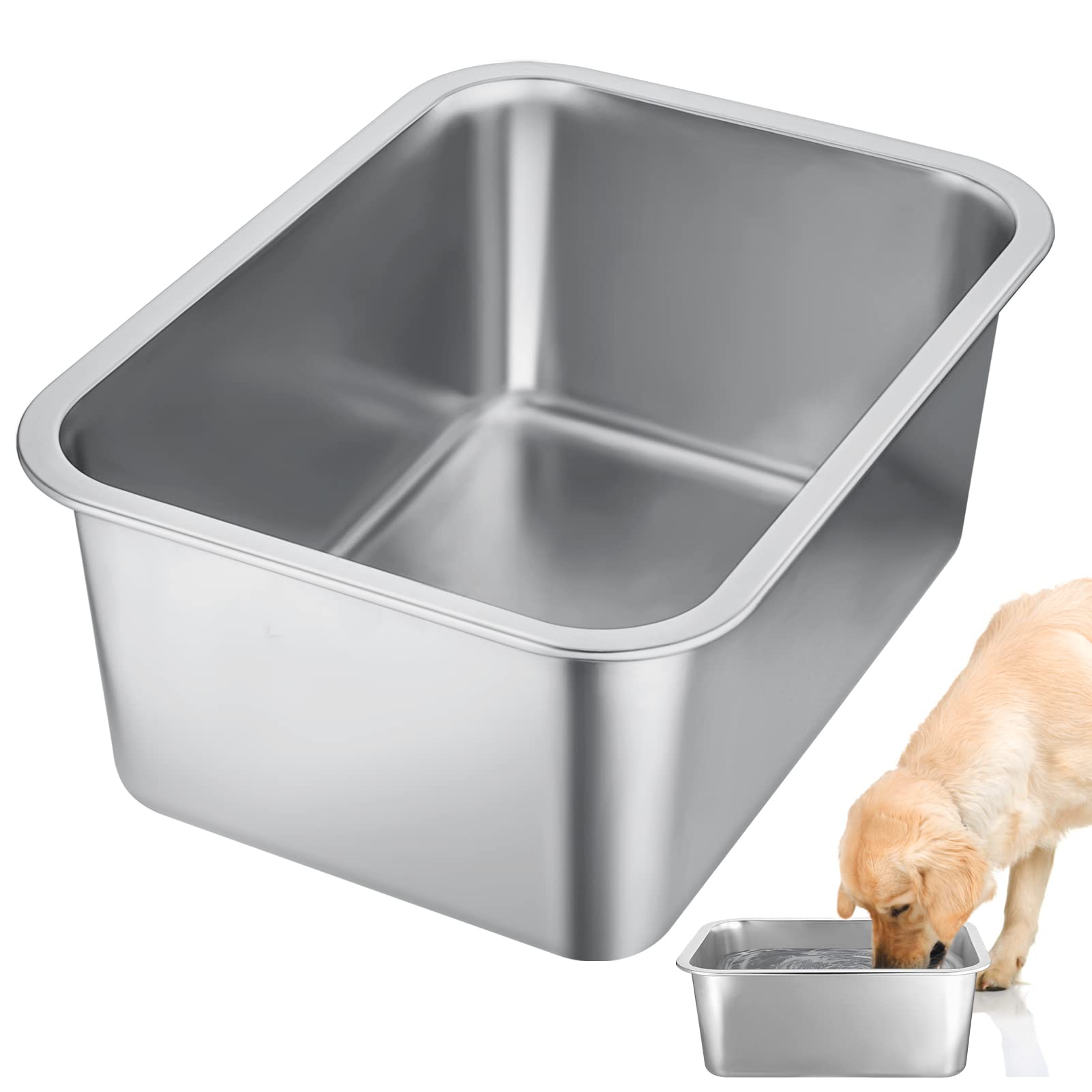 3 Gallons Extra Large Dog Water Bowl, Durable Stainless Steel Dog Bowl, Safe High Capacity Water and Food Bowl for Large, X-Large Breed Dogs Indoor Outdoor