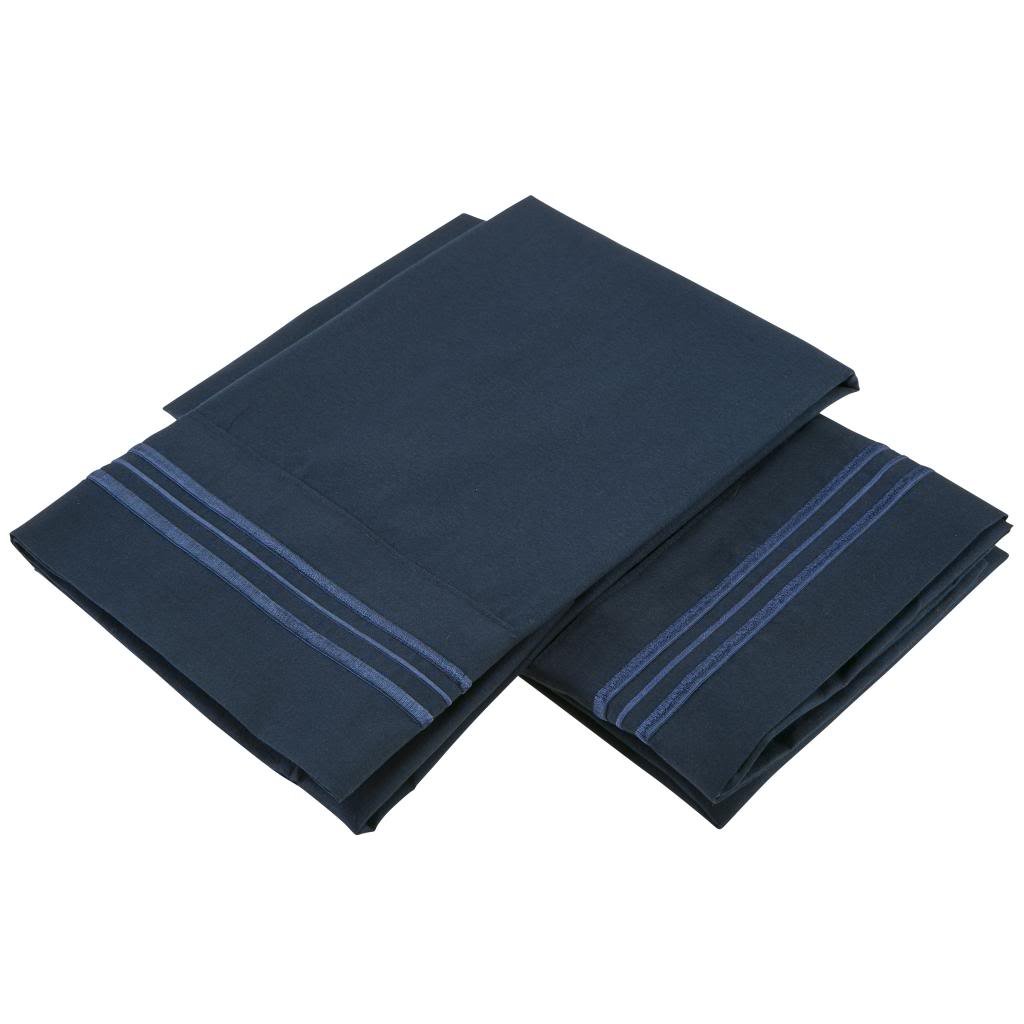 Clara Clark Premier 1800 Collection Set of 2 Pillowcases, Standard Size, Navy Blue